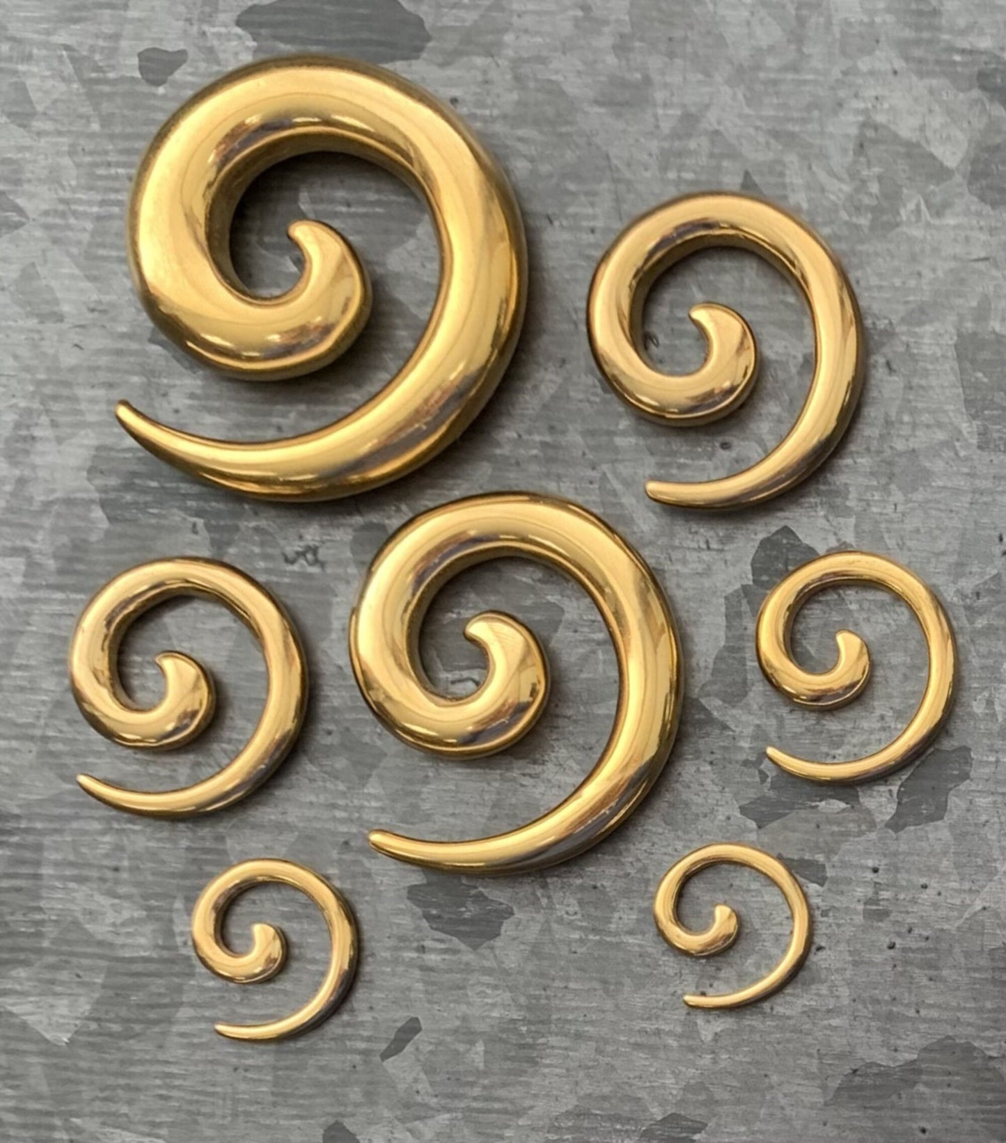 PAIR of Unique Stainless Steel Spiral Tapers Expanders - Black, Gold or Rainbow - Gauges 12g (2mm) thru 2g (6mm) available!