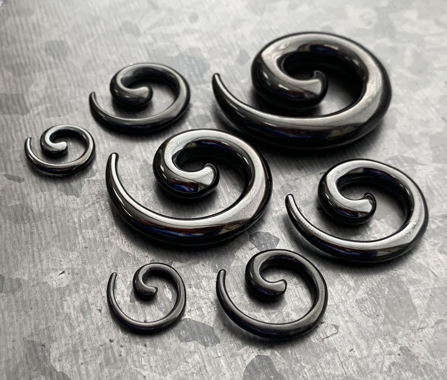 PAIR of Unique Stainless Steel Spiral Tapers Expanders - Black, Gold or Rainbow - Gauges 12g (2mm) thru 2g (6mm) available!