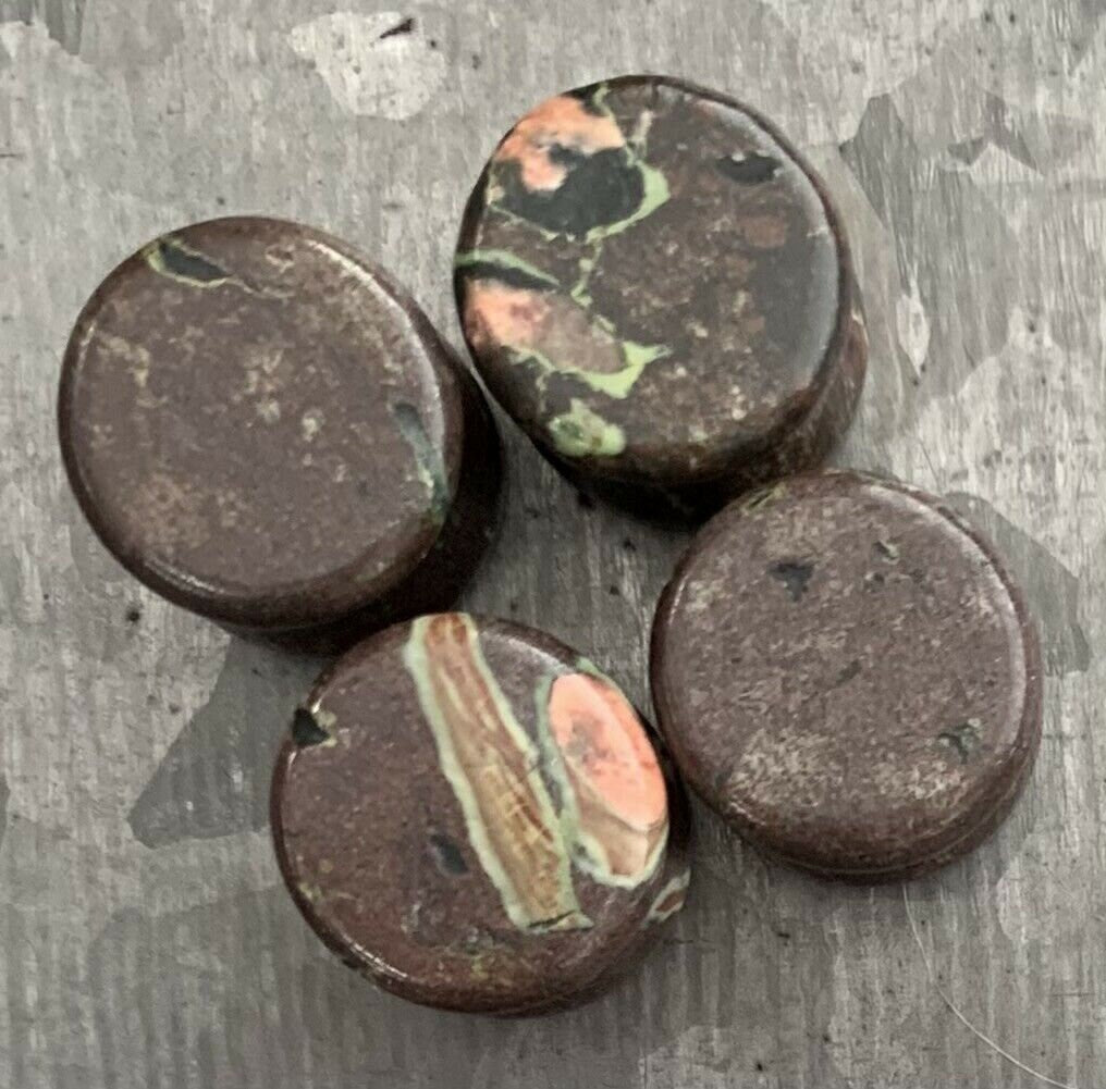 PAIR of Unique Natural Plum Blossom Organic Jade Stone Double Flare Plugs - Gauges 4g (5mm) thru 1" (25mm) Available!