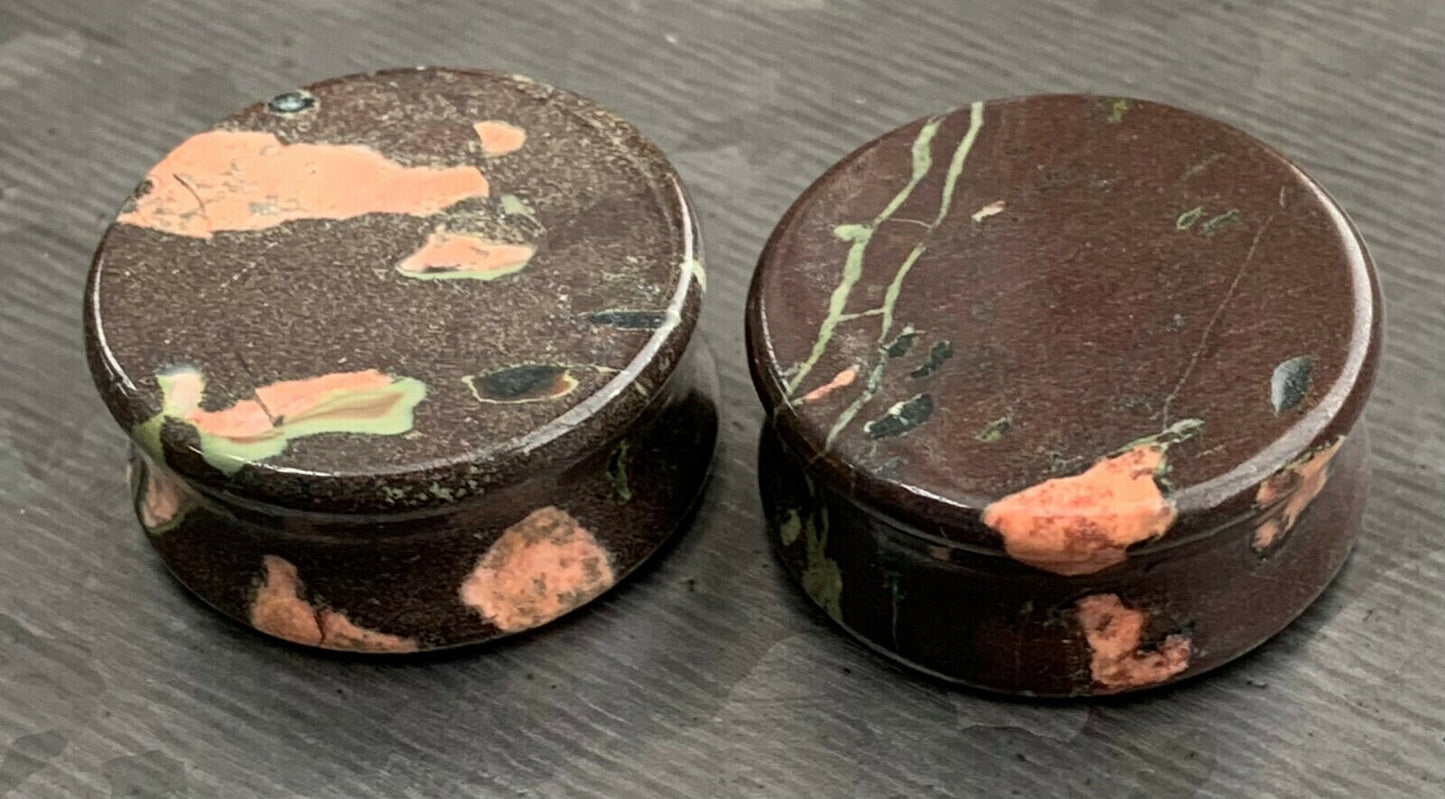 PAIR of Unique Natural Plum Blossom Organic Jade Stone Double Flare Plugs - Gauges 4g (5mm) thru 1" (25mm) Available!