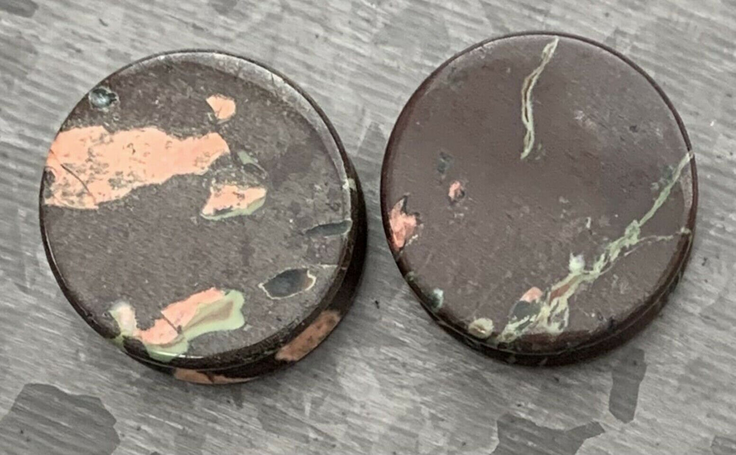 PAIR of Unique Natural Plum Blossom Organic Jade Stone Double Flare Plugs - Gauges 4g (5mm) thru 1" (25mm) Available!