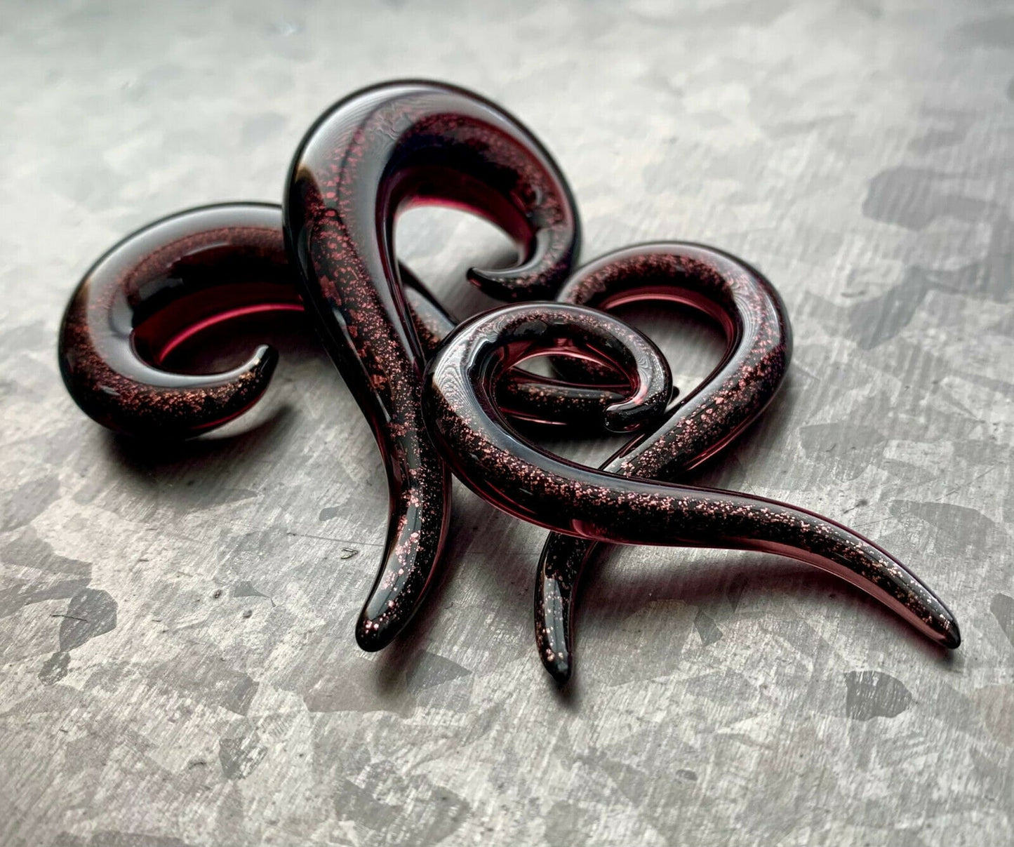 PAIR of Beautiful Purple Glass Spiral Taper Plugs - Expanders Gauges - 2g (6mm) thru 1/2" (12mm) available!