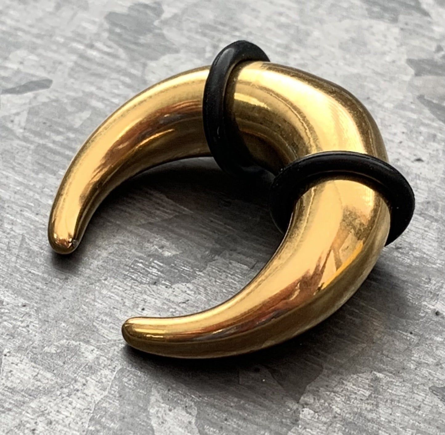 1 PIECE Gold PVD Plated Surgical Steel Septum Ring / Buffalo Taper with O-Rings - Expander- Gauges 14g (1.6mm) thru 00g (10mm) Available!