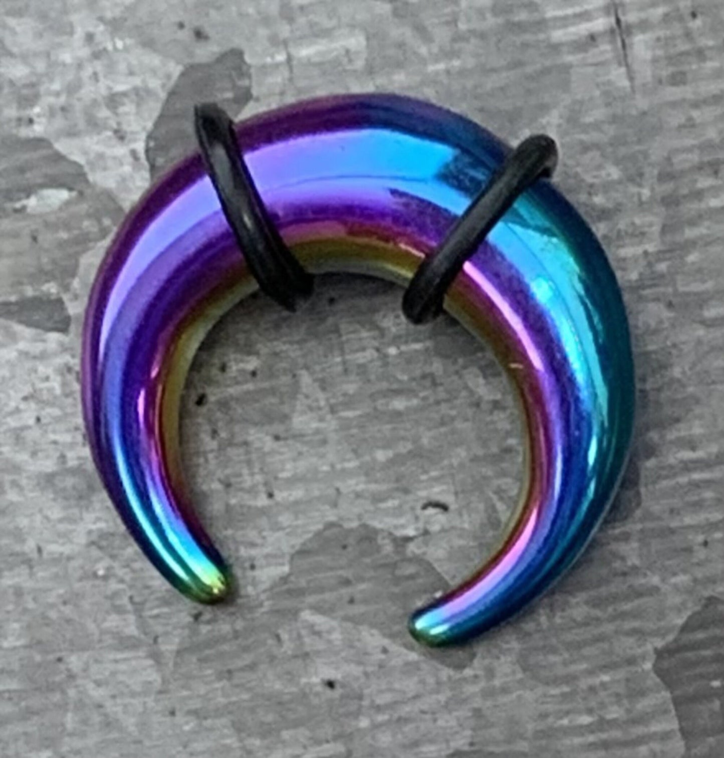 1 PIECE Rainbow PVD Plated Surgical Steel Septum Ring / Buffalo Taper with O-Rings - Expander- Gauges 14g (1.6mm) thru 00g (10mm) Available!