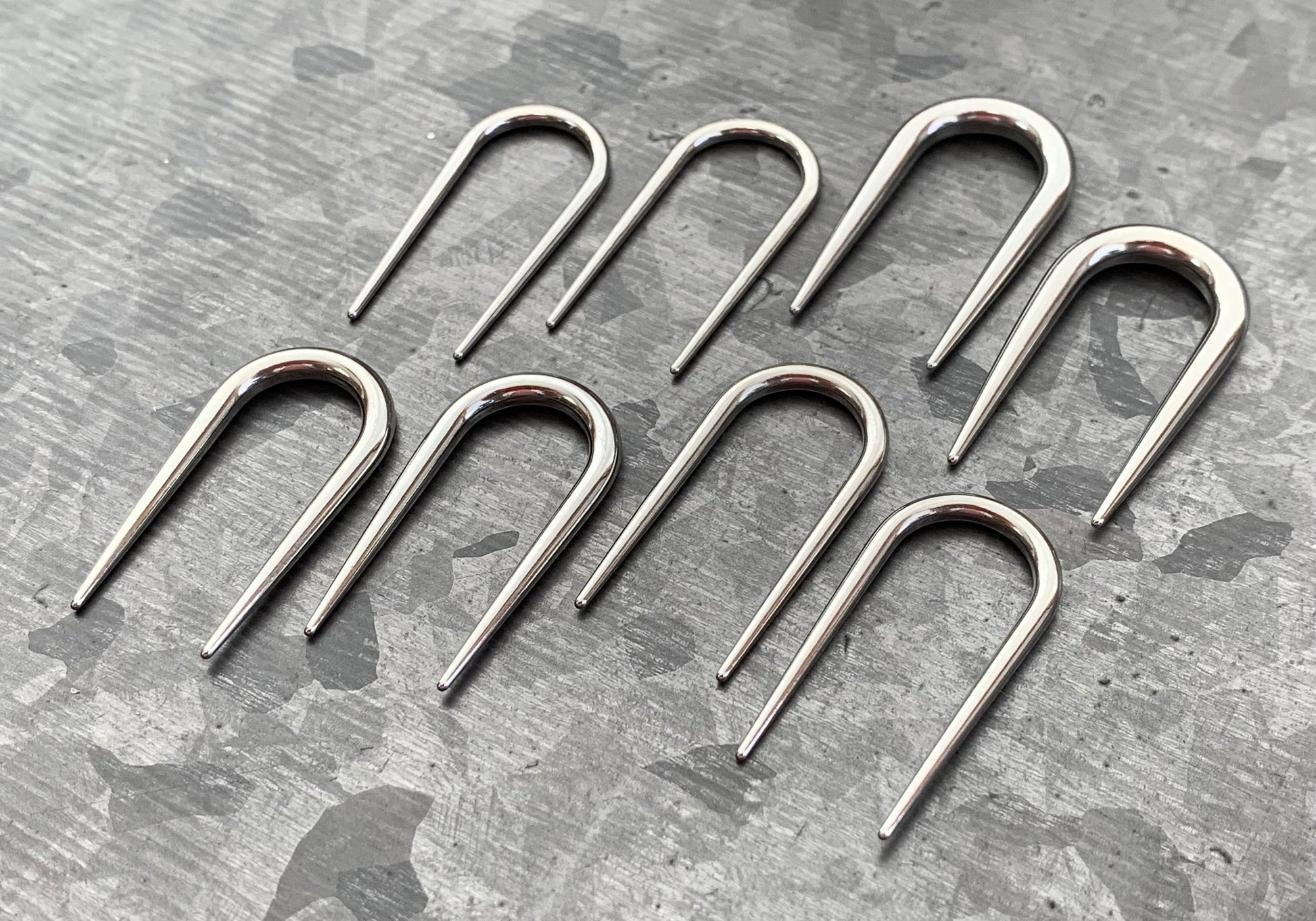 PAIR of Unique Surgical Steel U-Shaped Tapers Plugs - Gauges 14g (1.6mm) thru 10g (2.5mm) available!