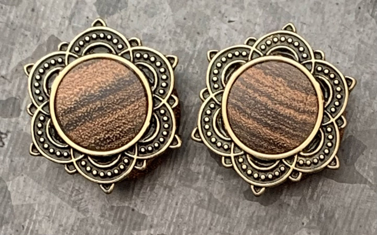 PAIR of Stunning Rose Wood Rose of Sharon Top Saddle Plugs - Gauges 2g (6mm) up to 1" (25mm) available!