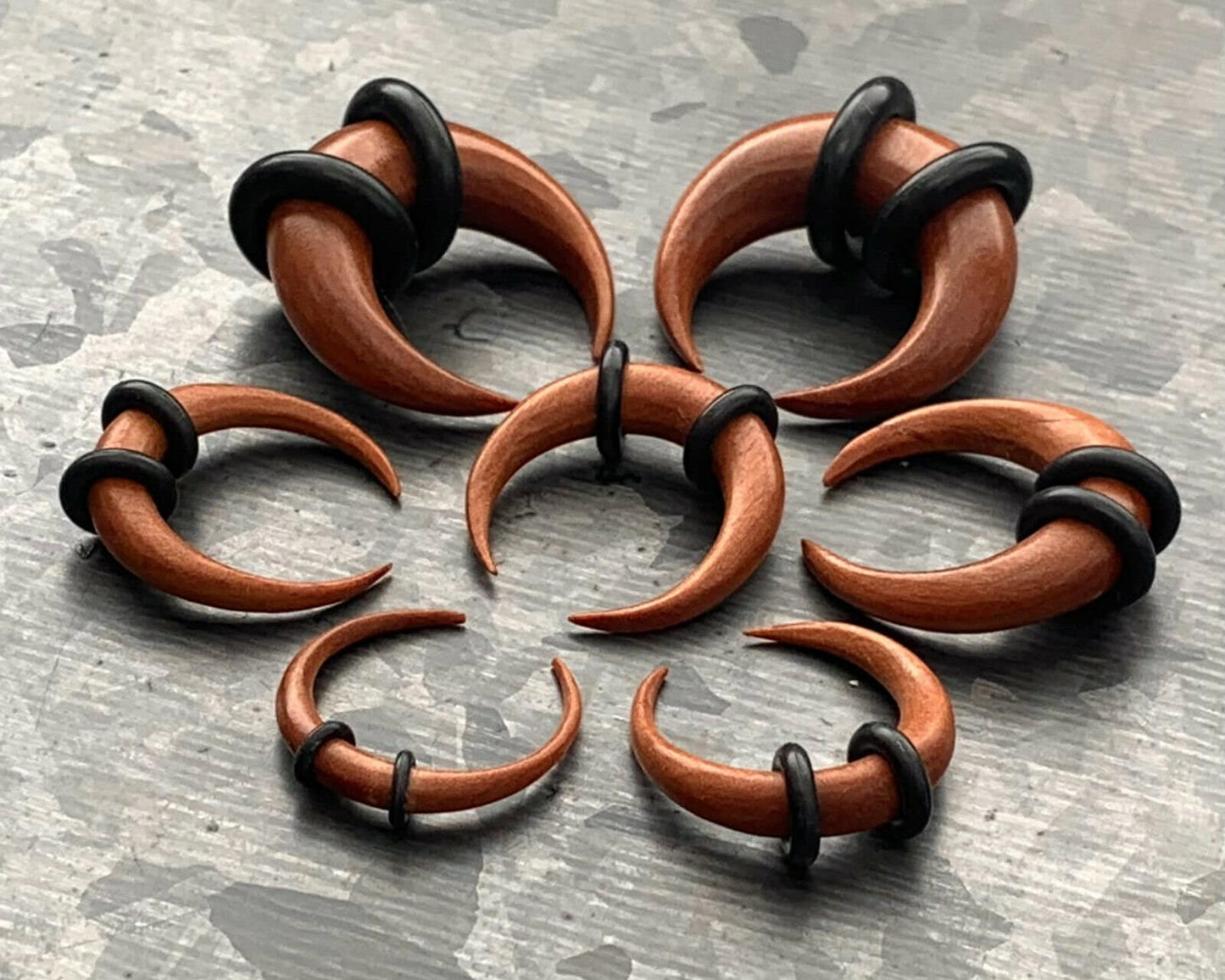 PAIR of Organic Sawo Wood Buffalo Tapers / Plugs with O-Rings - Expanders - Gauges 8g (3mm) thru 0g (