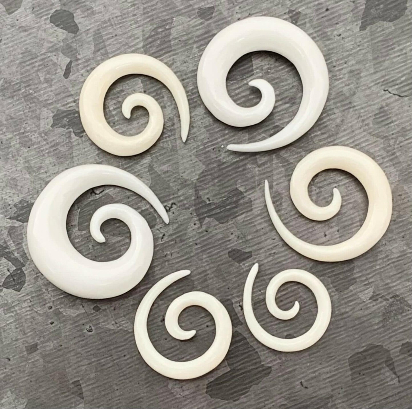 PAIR of Unique Organic Buffalo Bone Spiral Tapers/Plugs - Expanders - Gauges 8g (3mm) thru 00g (10mm) available!