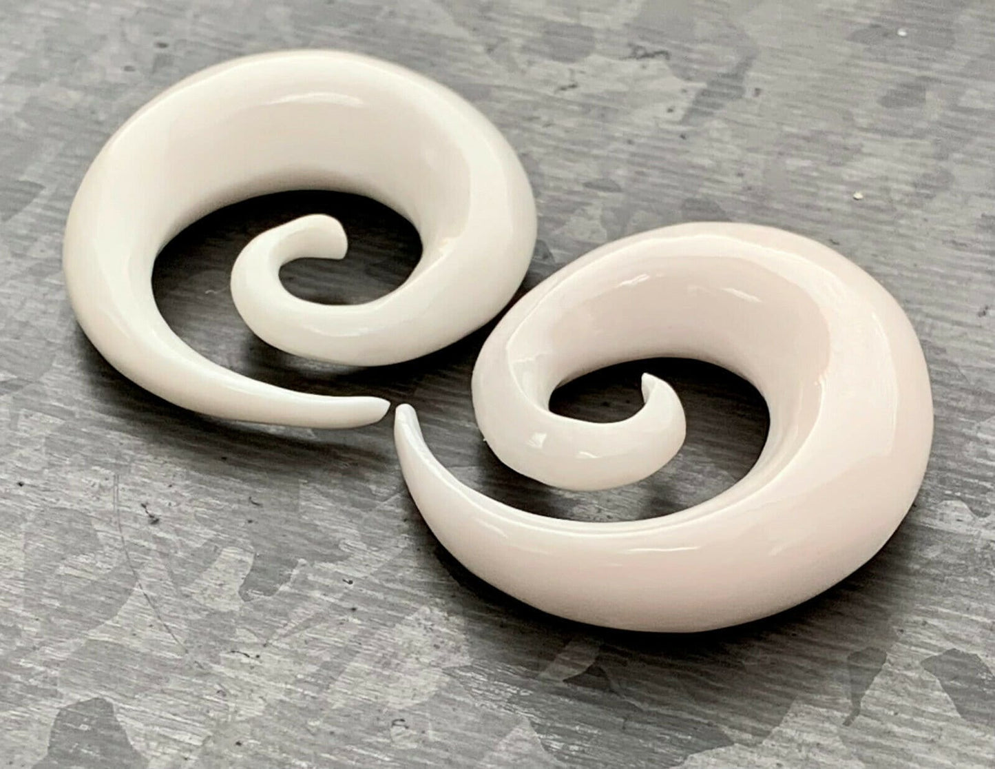 PAIR of Unique Organic Buffalo Bone Spiral Tapers/Plugs - Expanders - Gauges 8g (3mm) thru 00g (10mm) available!
