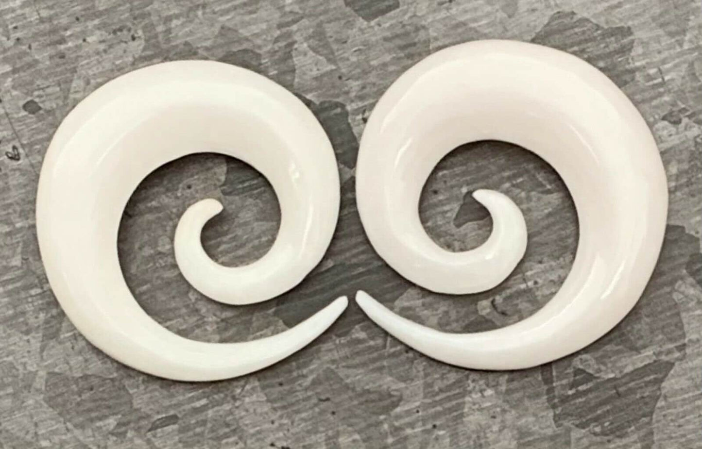 PAIR of Unique Organic Buffalo Bone Spiral Tapers/Plugs - Expanders - Gauges 8g (3mm) thru 00g (10mm) available!