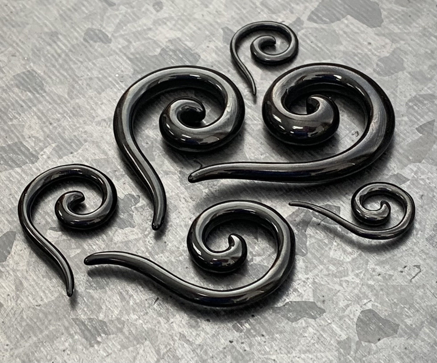 PAIR of Beautiful Surgical Steel Spiral Hanging Tapers Expanders - Black, Gold and Rainbow- Gauges 12g (2mm) thru 2g (6mm) available!