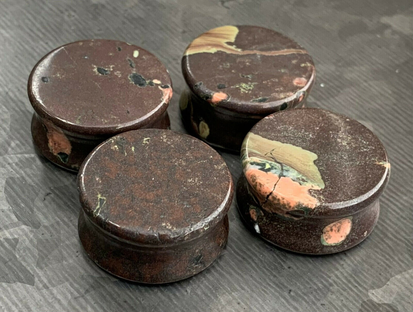 PAIR of Unique Natural Plum Blossom Organic Jade Stone Double Flare Plugs - Gauges 4g (5mm) thru 1" (25mm) Available!