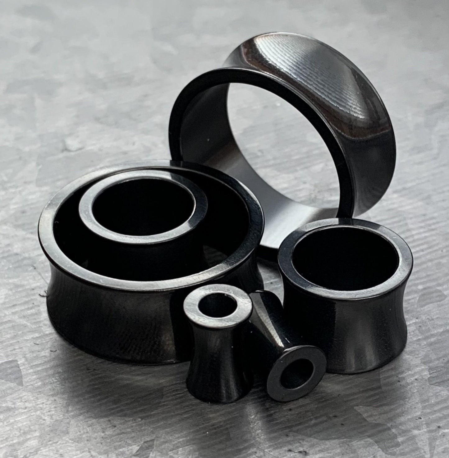 PAIR of Unique Black Saddle Double Flare Tunnels/Plugs - Gauges 2g (6mm) thru 1" (25mm) available!
