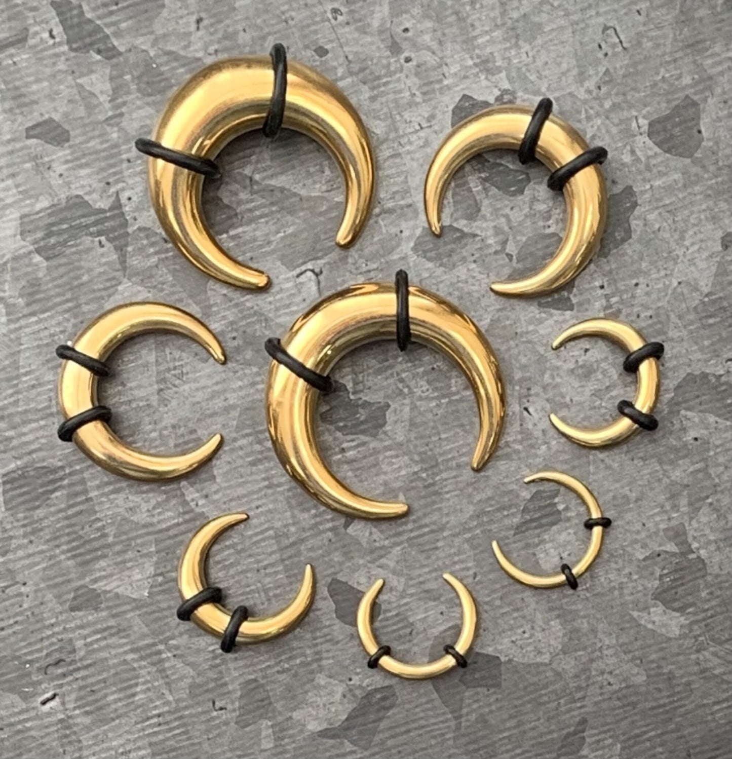 1 PIECE Gold PVD Plated Surgical Steel Septum Ring / Buffalo Taper with O-Rings - Expander- Gauges 14g (1.6mm) thru 00g (10mm) Available!