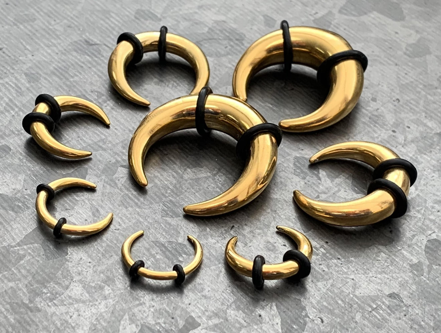 1 PIECE Gold PVD Plated Surgical Steel Septum Ring / Buffalo Taper with O-Rings - Expander- Gauges 14g (1.6mm) thru 00g (10mm) Available!
