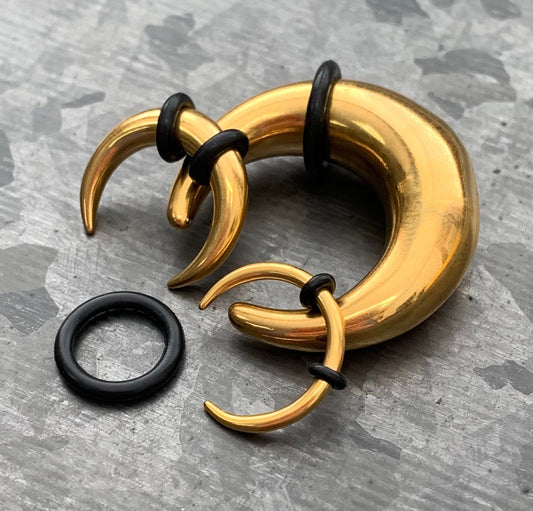 1 PIECE Gold PVD Plated Surgical Steel Septum Ring / Buffalo Taper with O-Rings - Expander- Gauges 14g (1.6mm) thru 00g (10mm) Available!