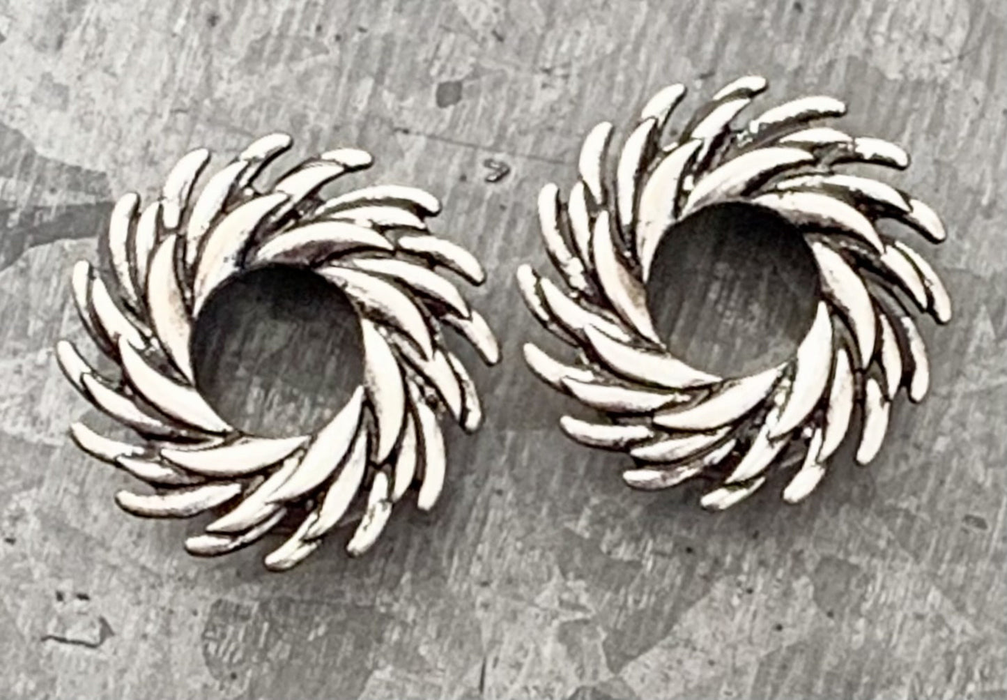 PAIR of Beautiful Tribal Swirl Steel Double Flare Tunnels - Gauges 4g (5mm) thru 5/8" (16mm) Available!