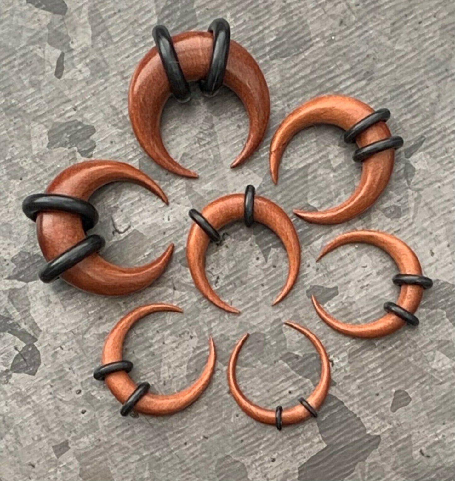 PAIR of Organic Sawo Wood Buffalo Tapers / Plugs with O-Rings - Expanders - Gauges 8g (3mm) thru 0g (