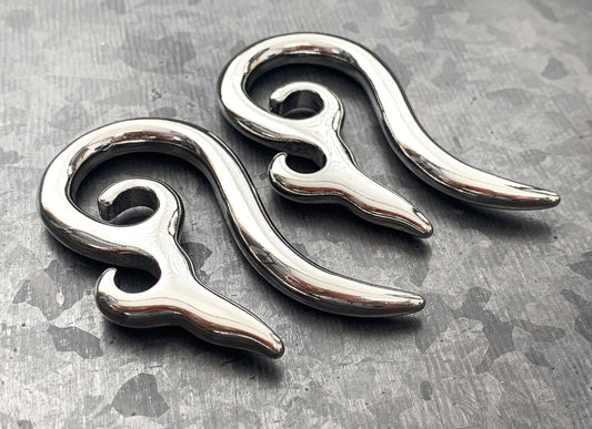PAIR of Unique Tribal Stainless Steel Spiral Tapers Expanders - Gauges 10g (2.5mm) thru 2g (6mm) available!