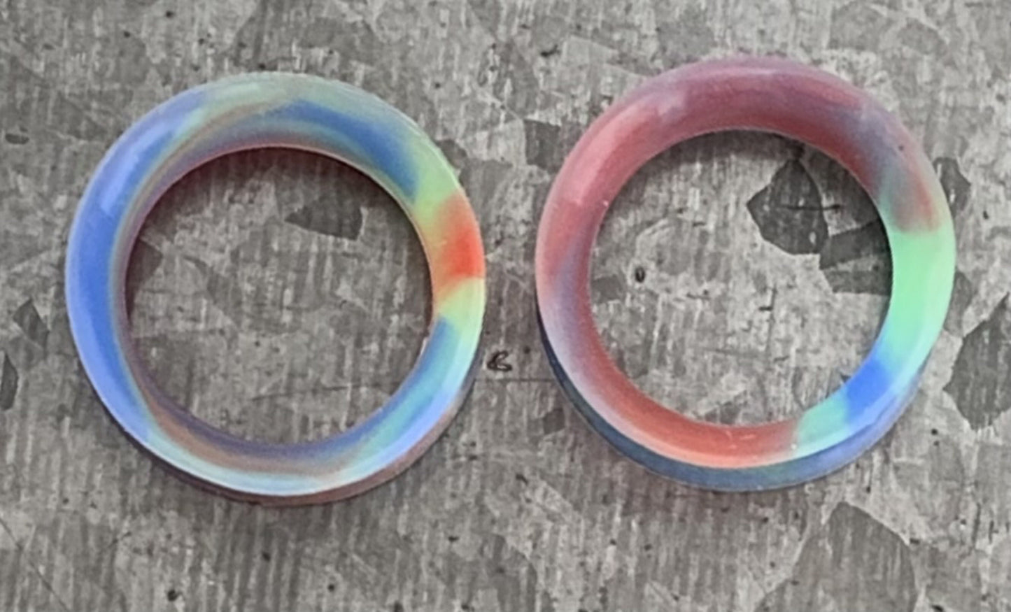 PAIR of Unique Rainbow Swirl Ultra Thin Silicone Double Flare Tunnels/Plugs - Gauges 4g (5mm) thru 7/8" (22mm) available!