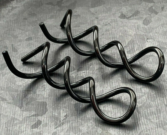 PAIR of Beautiful Black 316L Surgical Steel Twist Tail Hanging Tapers / Plugs - Expanders - Gauges 16g (1.3mm) thru 8g (3mm) available!