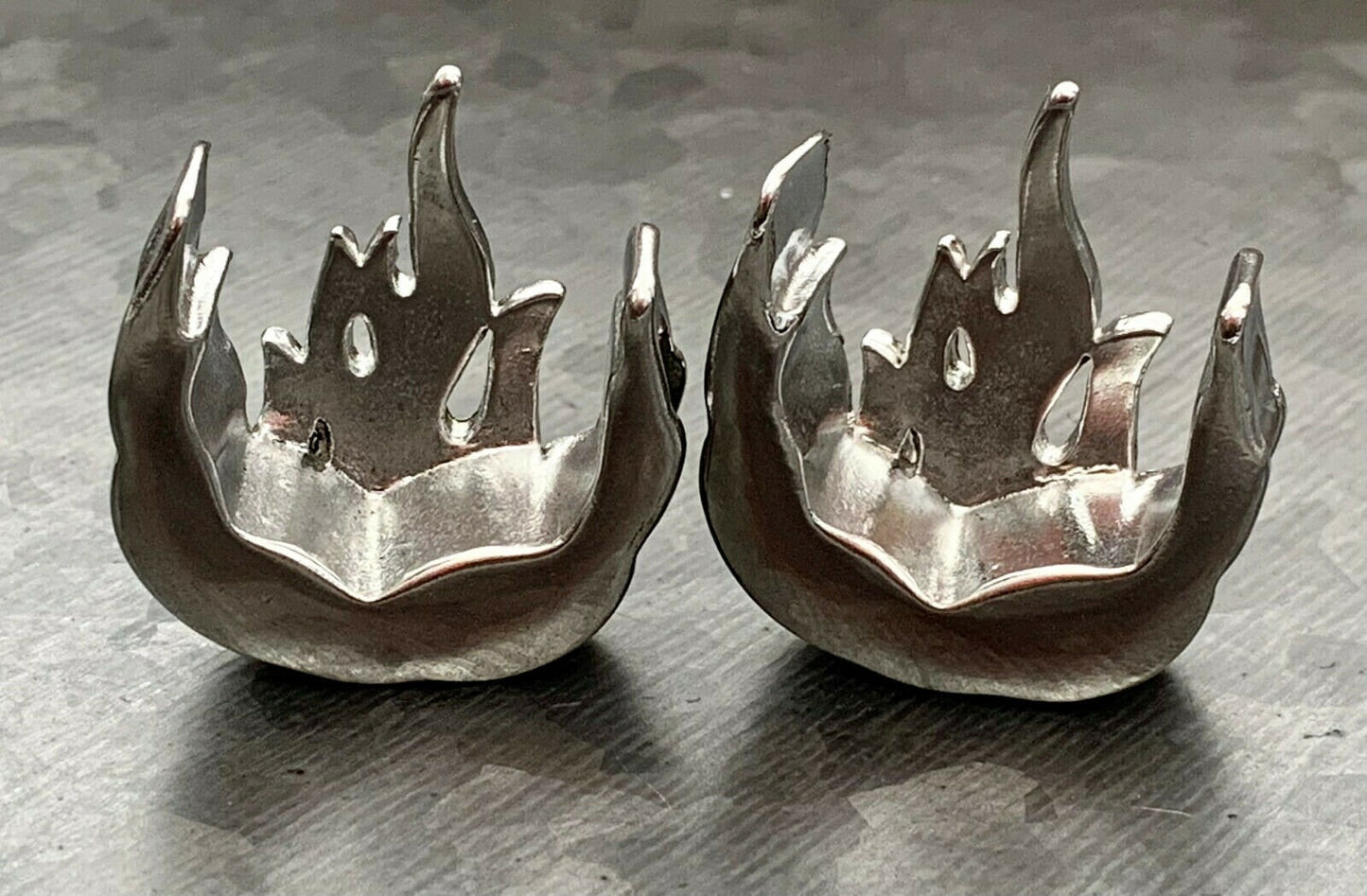 PAIR of Unique Red Flames Steel Saddle Ear Spreader Tunnels/Plugs - Gauges 00g (10mm) thru 1" (25mm) available!