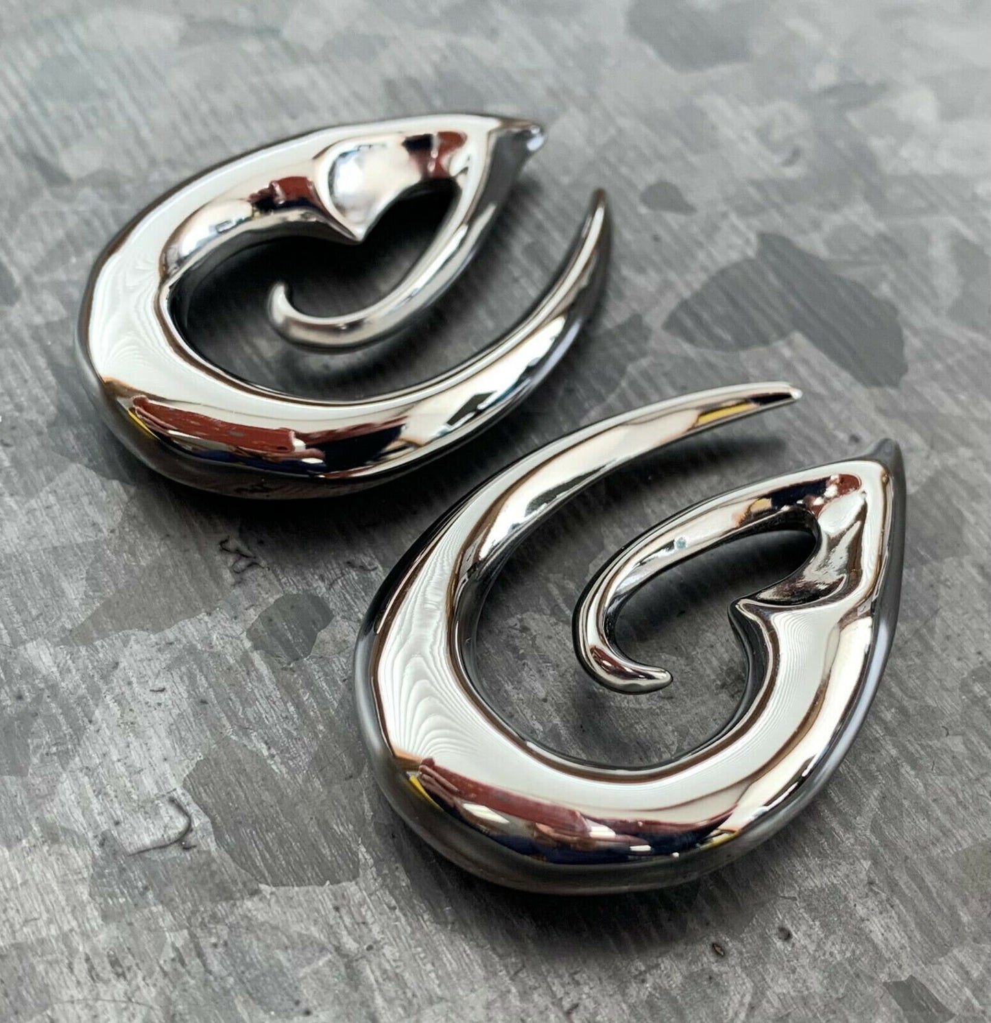 PAIR of Unique Surgical Steel Devious Fang Tapers - Expanders - 8g thru 00g available!