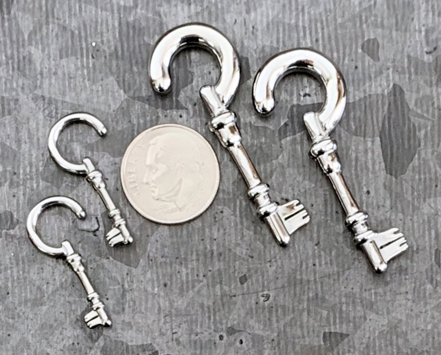 PAIR of Unique 316L Surgical Steel Key Hanging Tapers - Expanders - Gauges 14g (1.6mm) thru 6g (4mm) available!