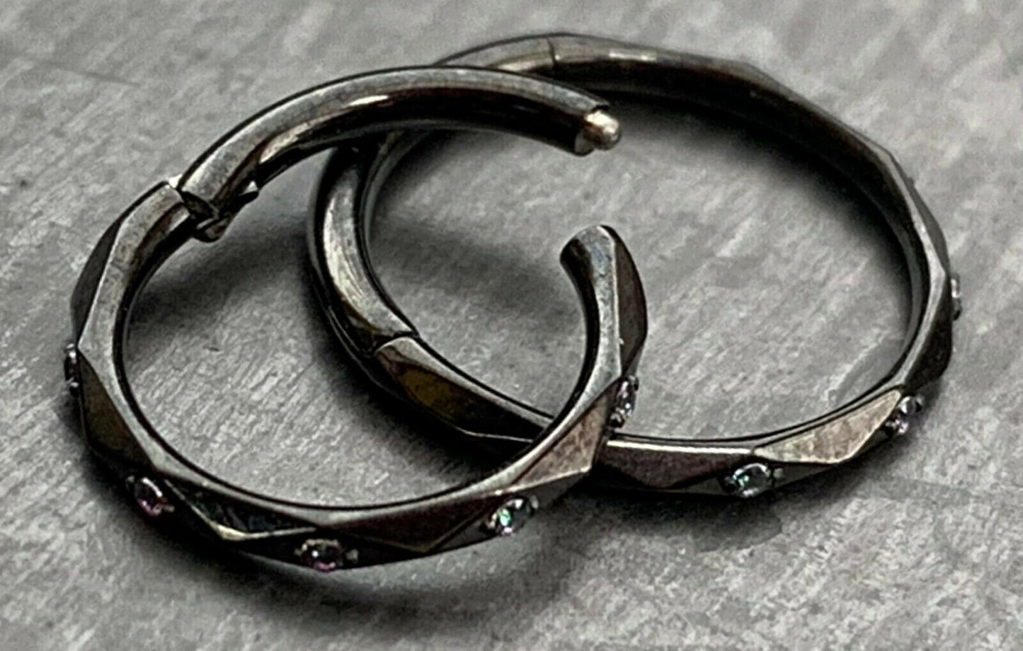1 Piece Implant Grade Titanium Faceted CZ Gem Hinged Segment Septum Ring - 16g in 10mm or 8mm - Silver, Gold, Rose Gold & Black available!