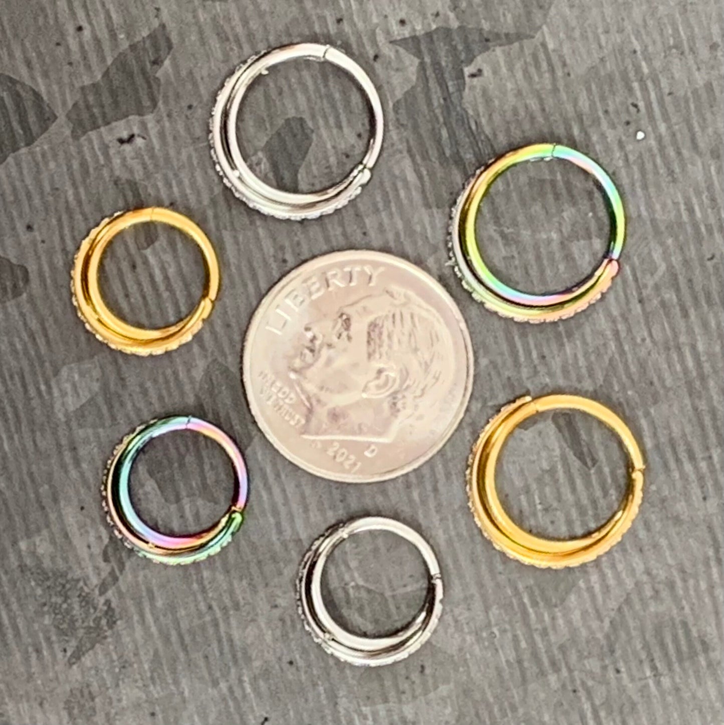 1 Piece Stunning Criss Cross Hoop CZ Gem Steel Hinged Segment Ring - 16g - 8mm or 10mm - Multi-Color, Gold and Silver available!