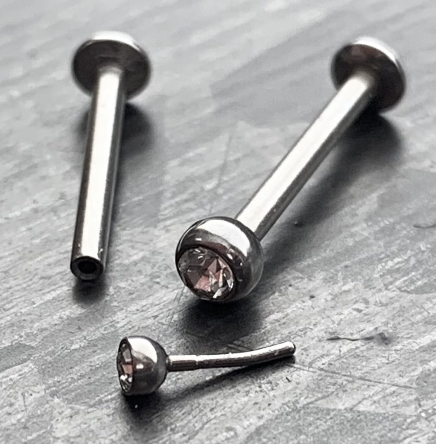 1 Piece of Stunning Push In Press Fit CZ Gem Labret Stud Lip Ring - 16g - Gem Size: 2mm, 3mm - Length 6mm, 8mm, 10mm Available!