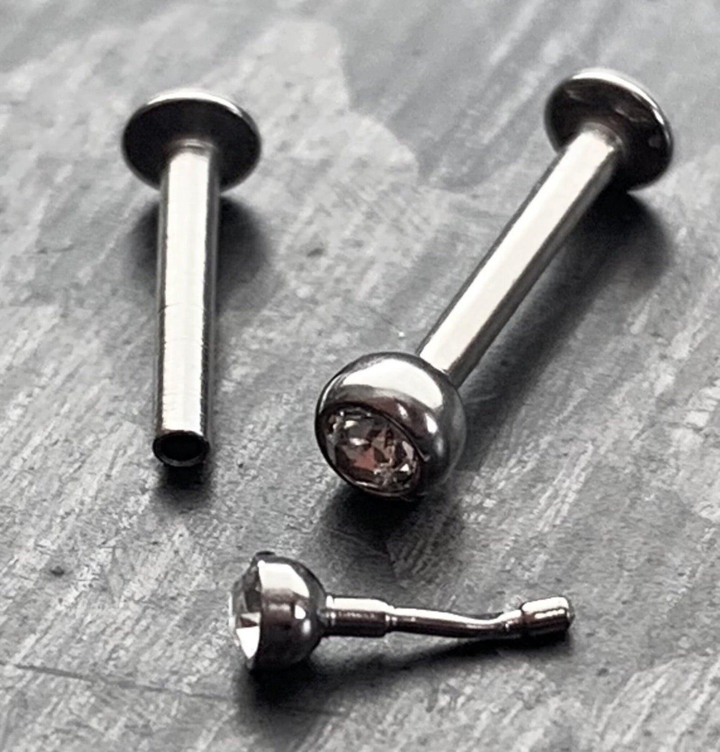 1 Piece of Stunning Push In Press Fit CZ Gem Labret Stud Lip Ring - 16g - Gem Size: 2mm, 3mm - Length 6mm, 8mm, 10mm Available!