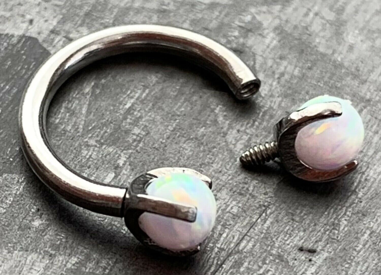 1 Piece of Claw Set Opal Balls Circular Horseshoe Septum Ring - 16g - 8mm - Steel Pink, Blue or White, Black, Gold, Rose Gold Available!