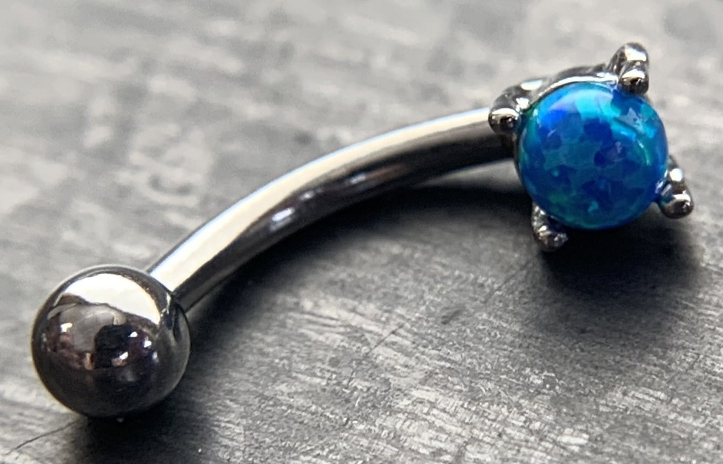 1 Piece Stunning Prong Set 3mm Opal Curved Barbell Eyebrow Ring - 16g - Blue, Purple, White, Gold and Rose Gold Available!