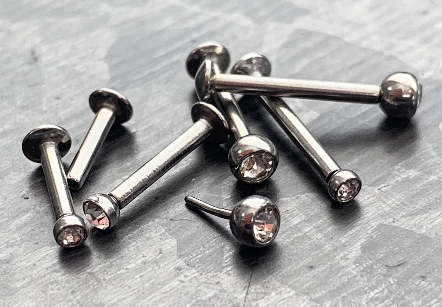 1 Piece of Stunning Push In Press Fit CZ Gem Labret Stud Lip Ring - 16g - Gem Size: 2mm, 3mm - Length 6mm, 8mm, 10mm Available!