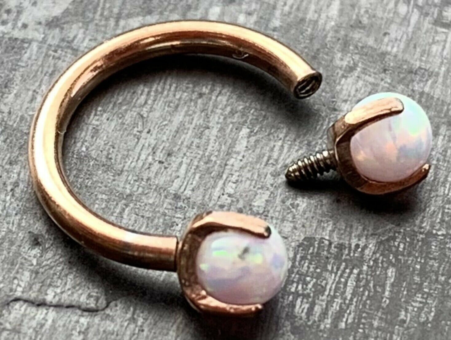 1 Piece of Claw Set Opal Balls Circular Horseshoe Septum Ring - 16g - 8mm - Steel Pink, Blue or White, Black, Gold, Rose Gold Available!