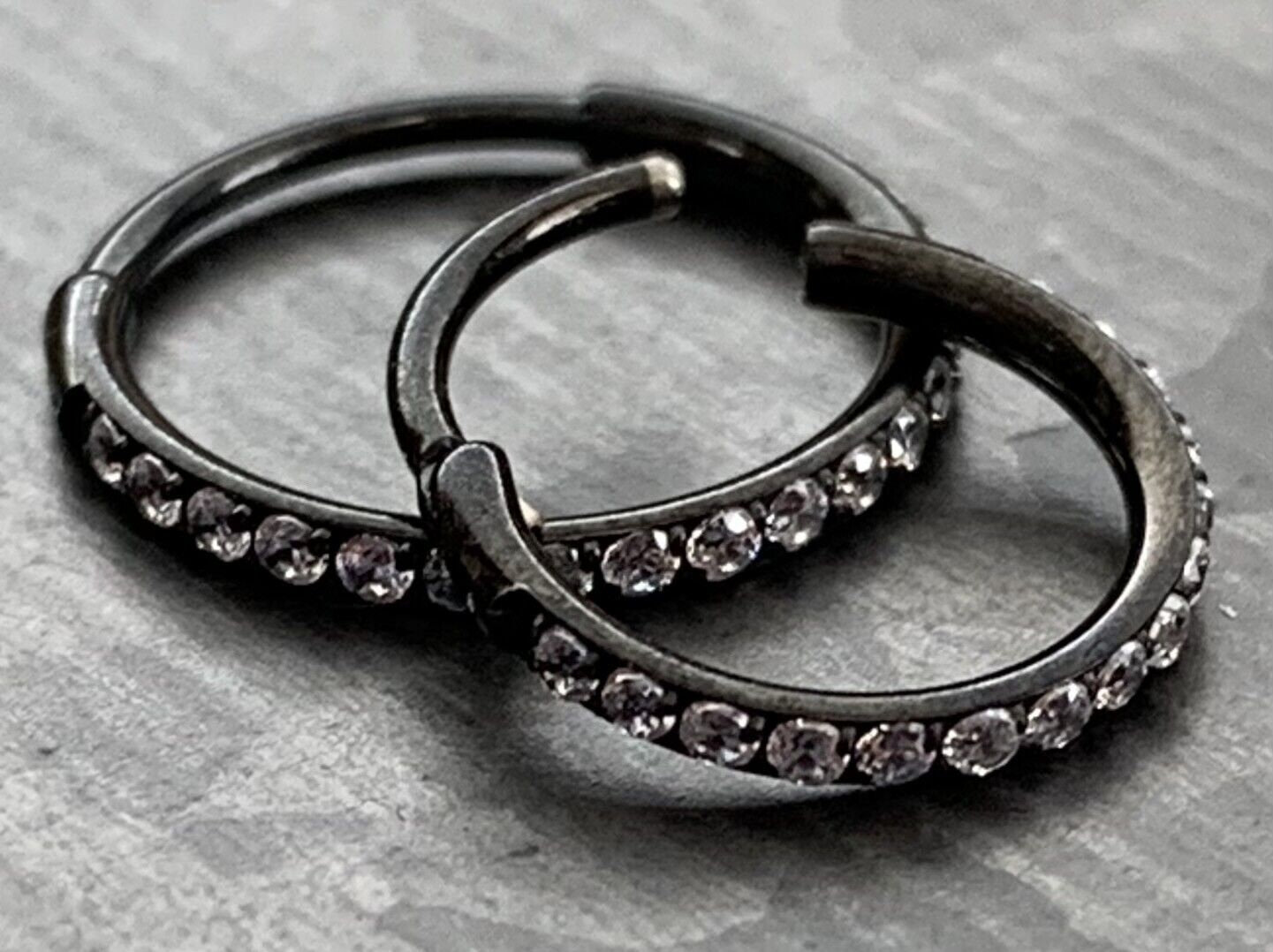 1 Piece Titanium Paved Outer CZ Gems Hinged Segment Ring - 16g - Aqua, Black, Clear, Gold, Pink, Red, Rose Gold Available!