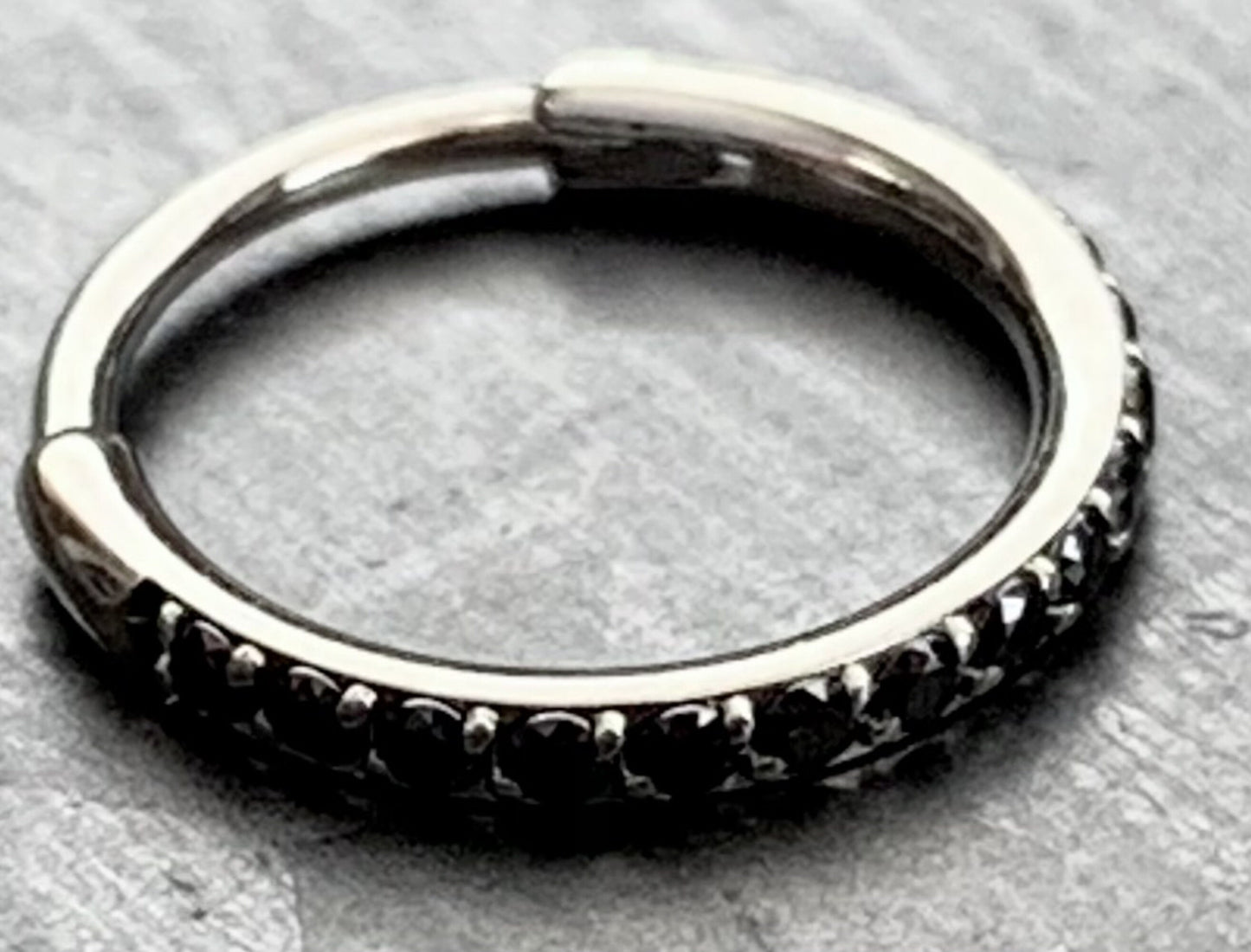 1 Piece Titanium Paved Outer CZ Gems Hinged Segment Ring - 16g - Aqua, Black, Clear, Gold, Pink, Red, Rose Gold Available!