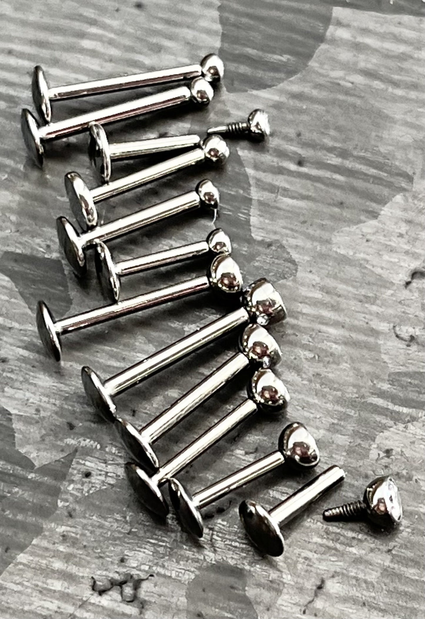 1 Piece of Internally Threaded Solid Titanium Bezel Gem Labret Stud Lip Ring - 16g or 18g - Gem Size: 2 or 3mm - Lengths - 6mm, 8mm or 10mm!