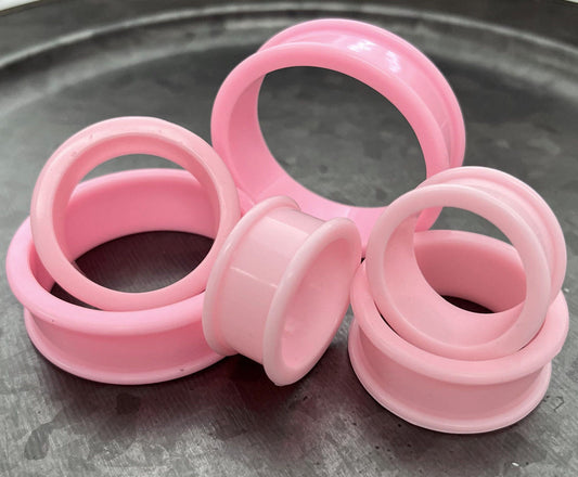 PAIR of Unique Baby Pink Solid Silicone Double Flare Tunnels - Gauges 1&1/8" (29mm) up to 2" (51mm) available!