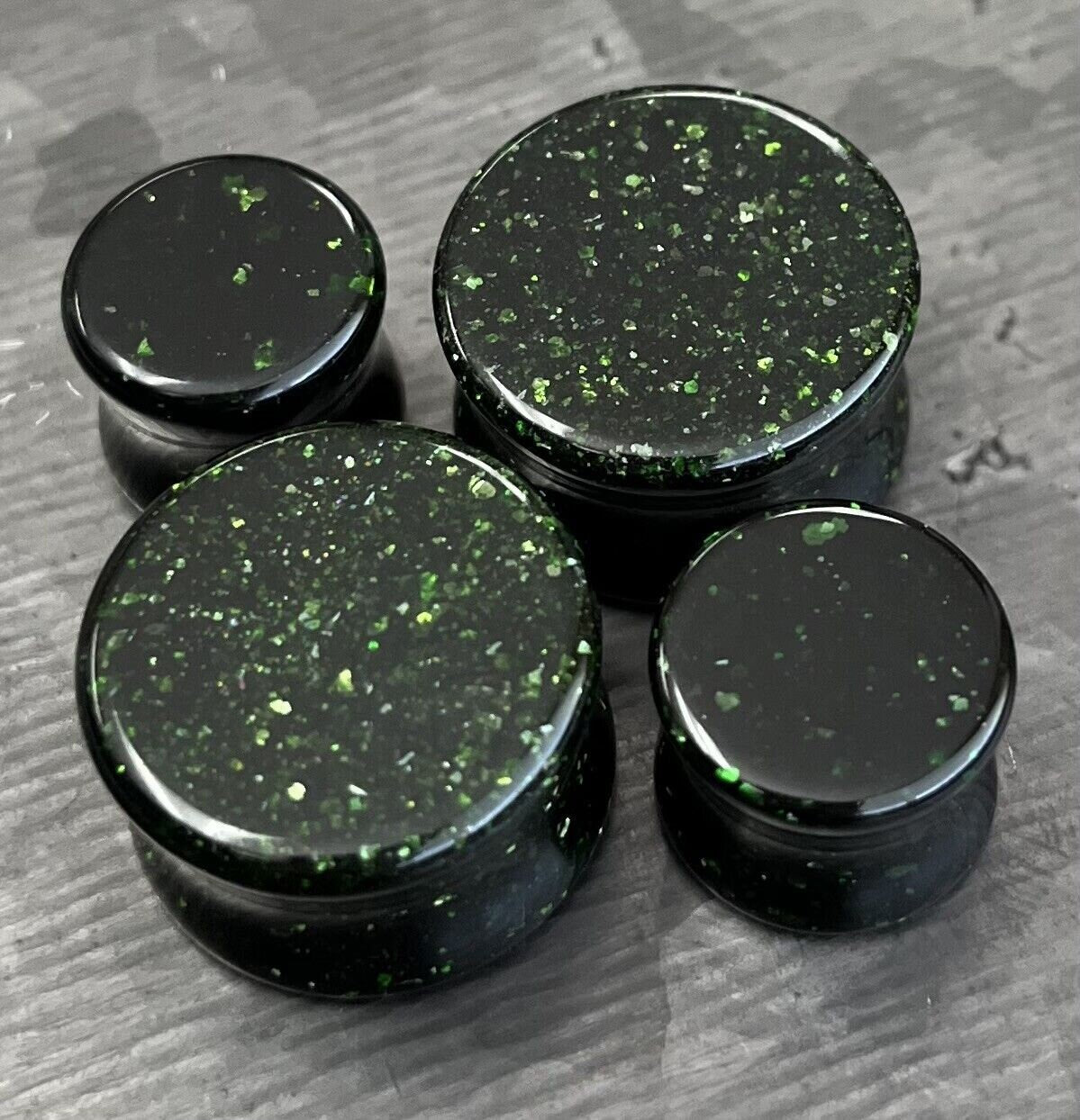 PAIR of Stunning Green Goldstone Stone Sandstone Plugs/Tunnels - Gauges 4g (5mm) up to 13/16" (20mm) available!