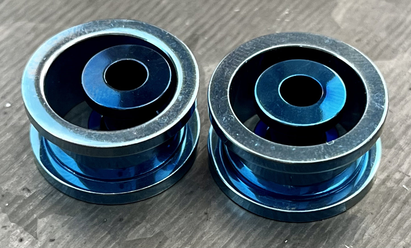 PAIR of Beautiful Blue PVD Plated 316L Steel Screw Fit Tunnels/Plugs - Gauges 14g (1.6mm) thru 1" (25mm) available!