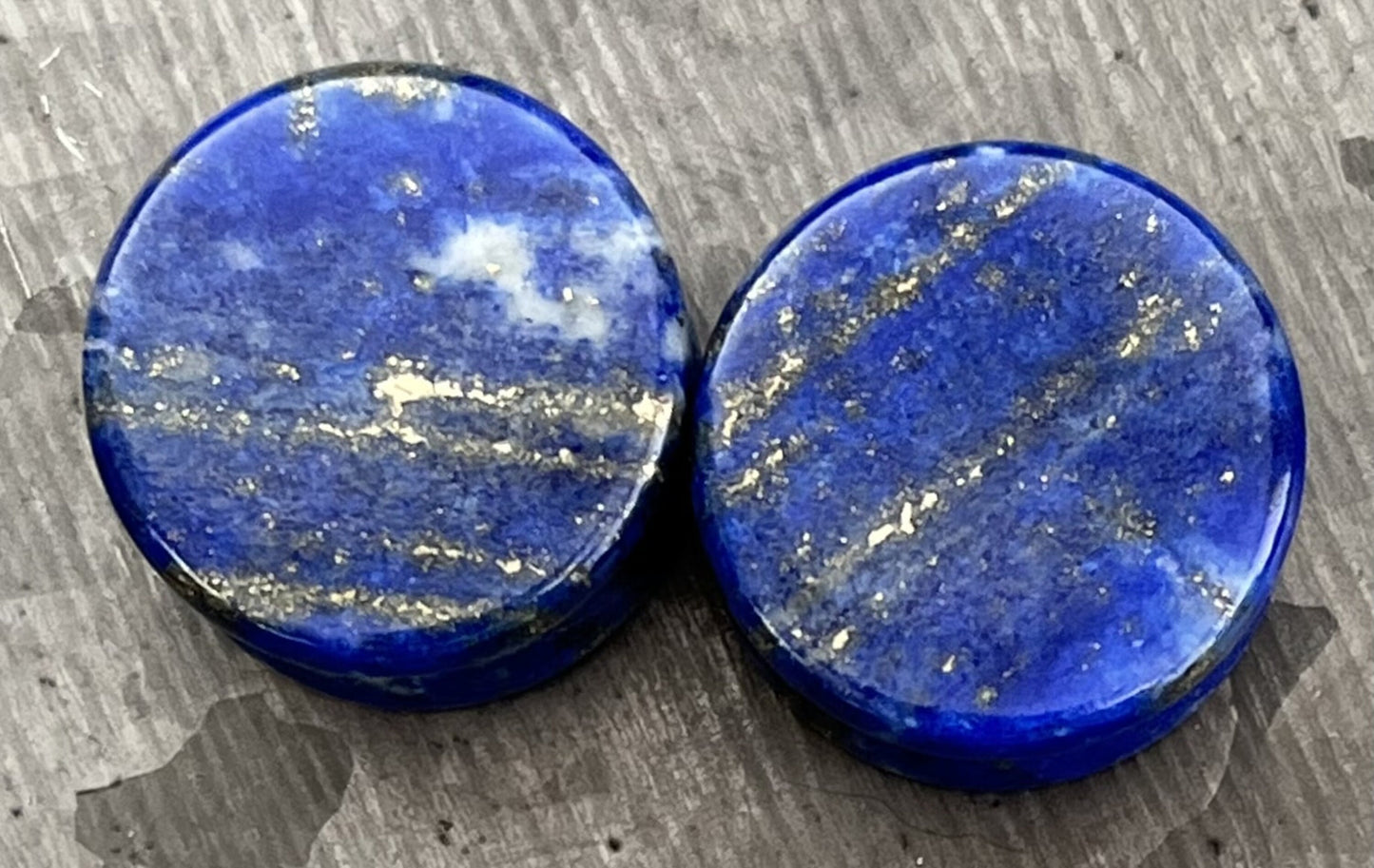 Pair of Unique AAA Grade Lapis Lazuli Stone Plugs/Tunnels - No Color Bleeding - Gauges 2g (6mm) thru 3/4" (19mm)!