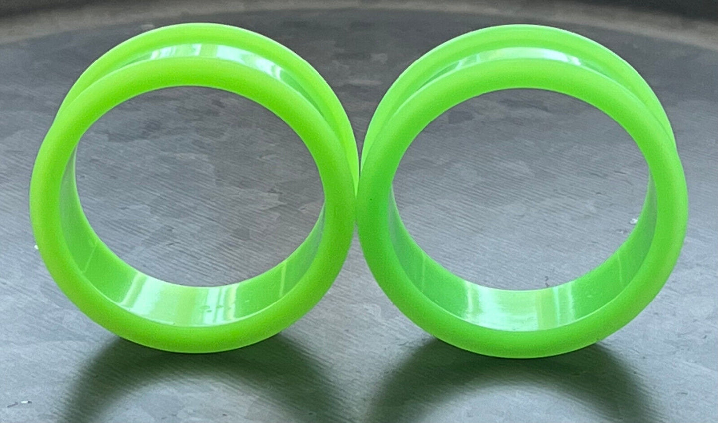 PAIR of Unique Green Silicone Double Flare Tunnels - Gauges 6g (4mm) up to 2" (51mm) available!