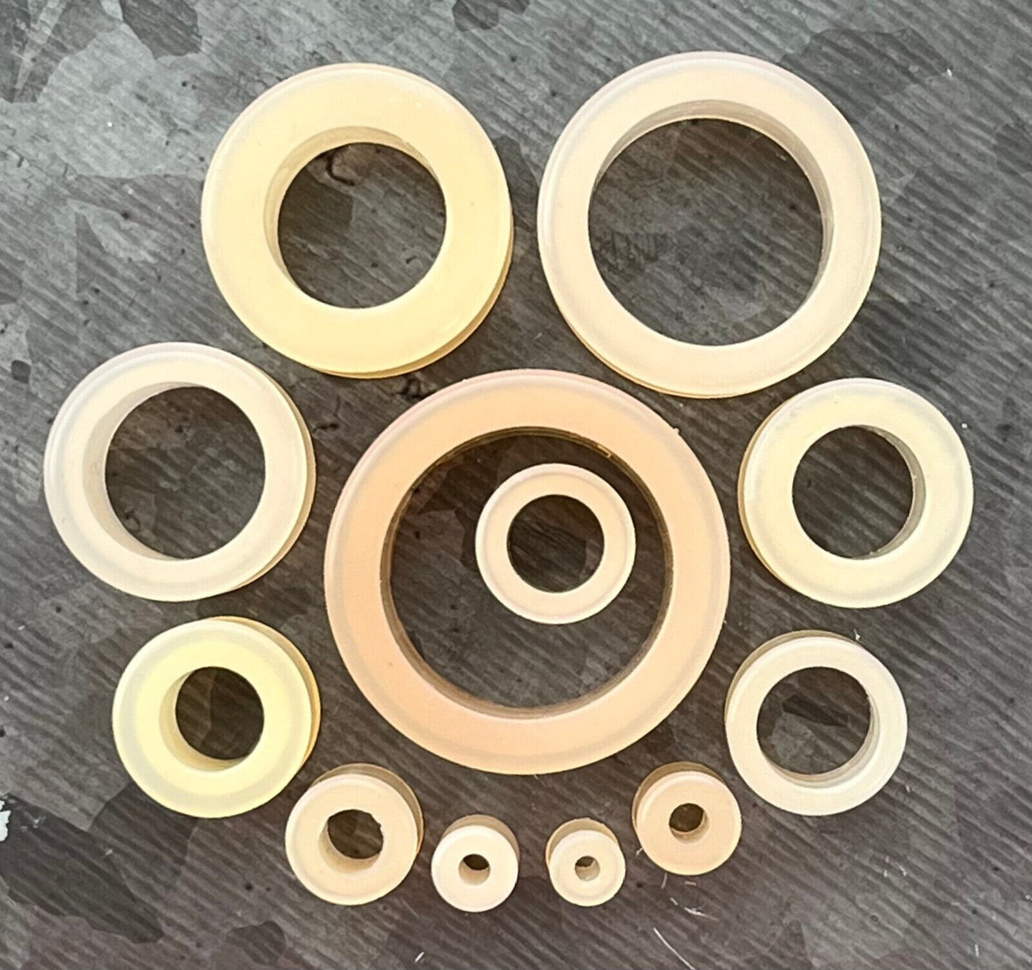 PAIR of Unique Peach Silicone Double Flare Tunnels - Gauges 6g (4mm) up to 1" (25mm) available!