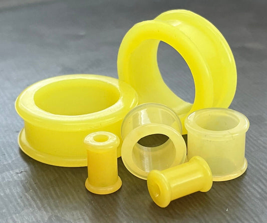 PAIR of Brilliant Yellow Silicone Double Flare Tunnels - Gauges 6g (4mm) up to 1" (25mm) available!