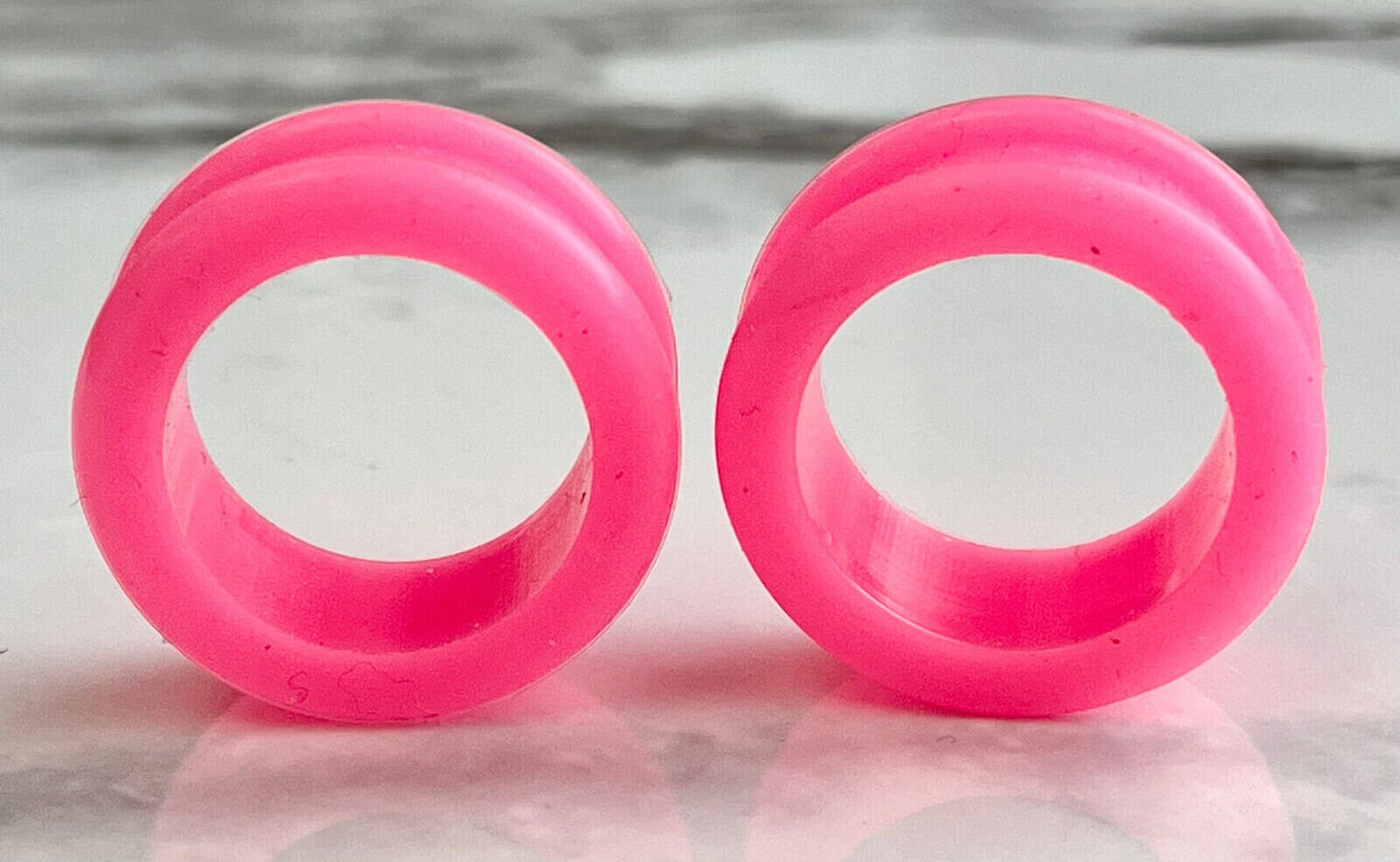 PAIR of Brilliant Hot Pink Silicone Double Flare Tunnels - Gauges 6g (4mm) up to 1" (25mm) available!