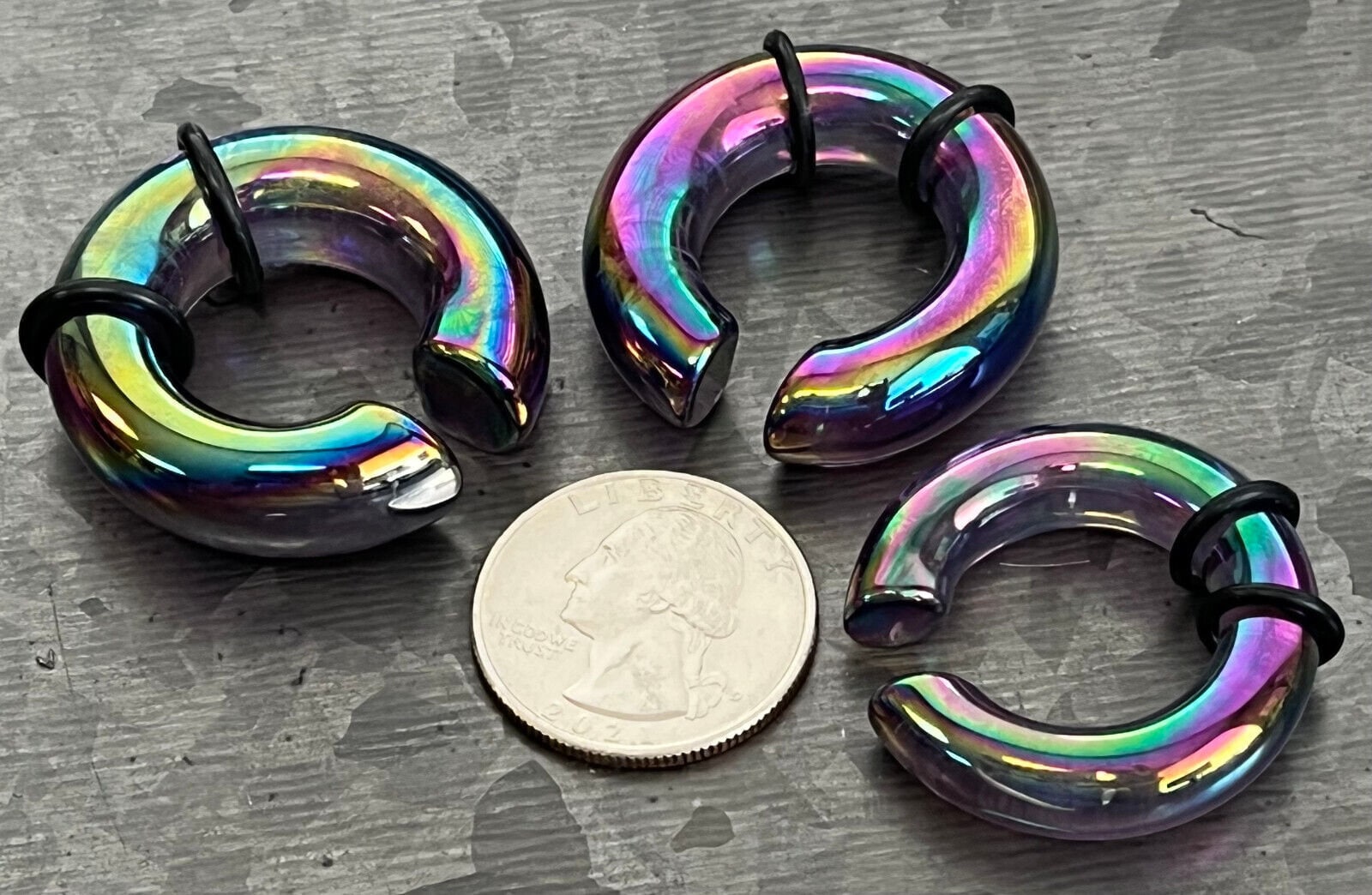 PAIR of Beautiful Purple Lucifer Glass Hoop Plugs/Tapers Hangers - 7.5mm and 9mm Available!