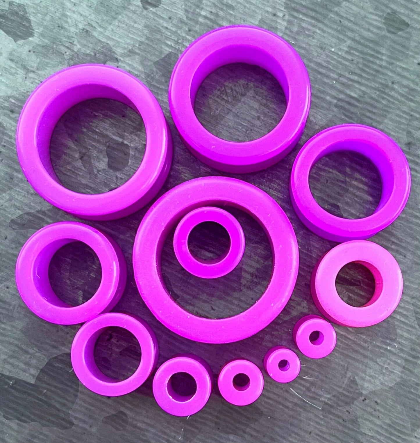 PAIR of Beautiful Purple Silicone Double Flare Tunnels - Gauges 6g (4mm) up to 1" (25mm) available!