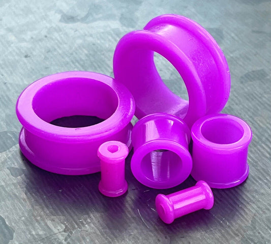 PAIR of Beautiful Purple Silicone Double Flare Tunnels - Gauges 6g (4mm) up to 1" (25mm) available!